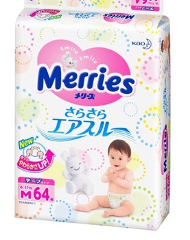 Японские подгузники Merries размер M 64 шт.